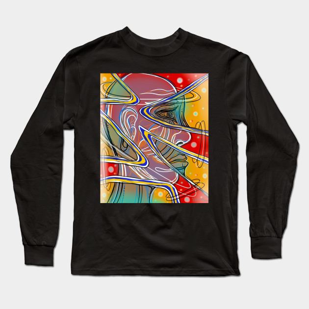 Abstract face design #5 Long Sleeve T-Shirt by DaveDanchuk